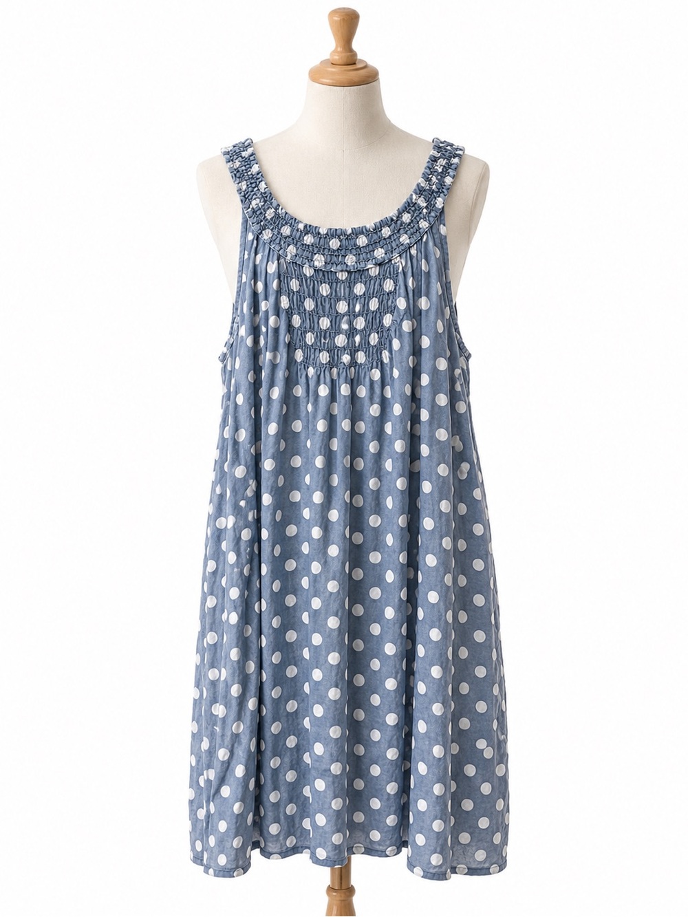 Beyond Capri Made in Italy 100% Linen Polka Dot Dress One Size Lagenlook